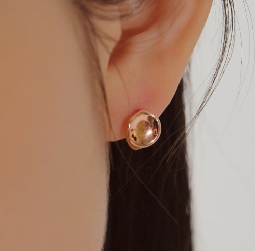 14k post 루오 라운드 원터치 링귀걸이