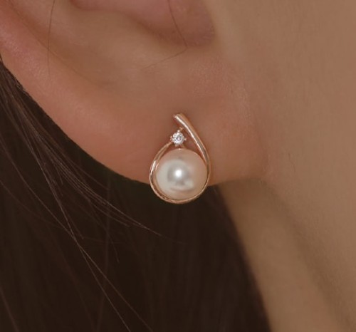 [연예인 착용] 14k post 비비 물방울 스왈 진주 귀걸이