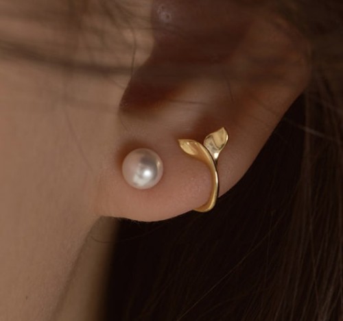 14k post 벨루가 고래꼬리 투웨이 진주 귀걸이