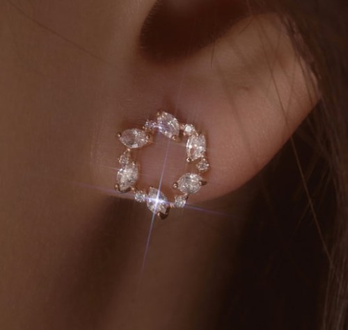 [유이착용] 14k post 오르셀 큐빅 귀걸이