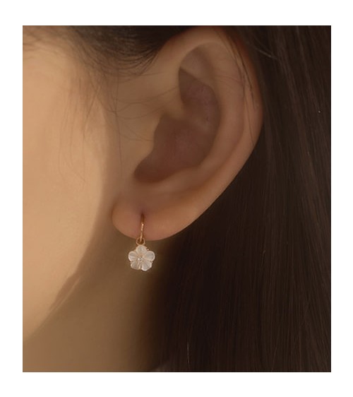 14k 플로나 천연자개 원터치 링 귀걸이