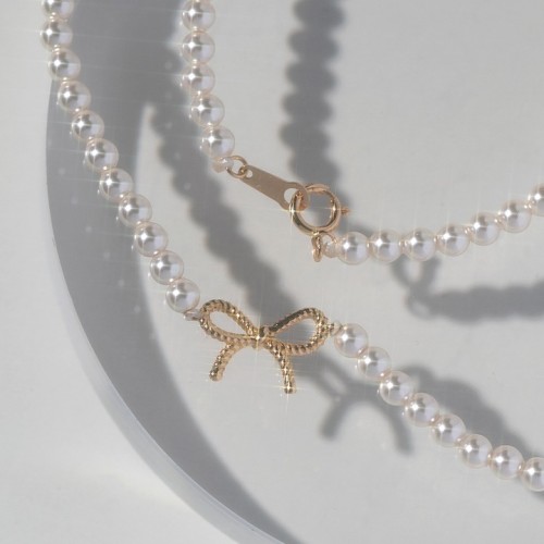 14k 리엘유 리본 스왈진주 목걸이