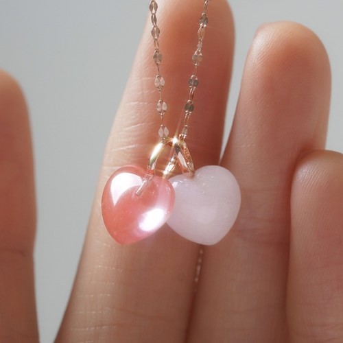 14k 러브캐쳐 천연석 하트 펜던트